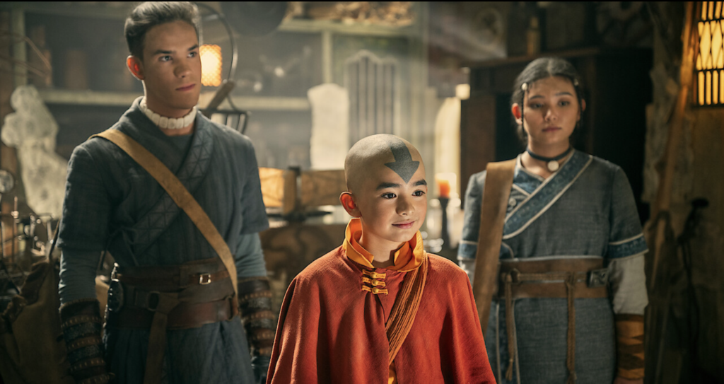 Aang, Katara and Sokka on their journey to the Northern Water Tribe to help defeat the Fire Nation.